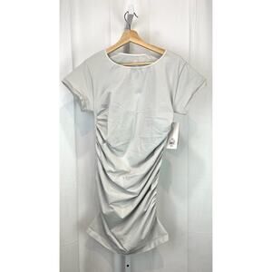 NWT BLANQI  Size M L Everyday Maternity Cap-Sleeve Dress Above Knee Stretch Gray